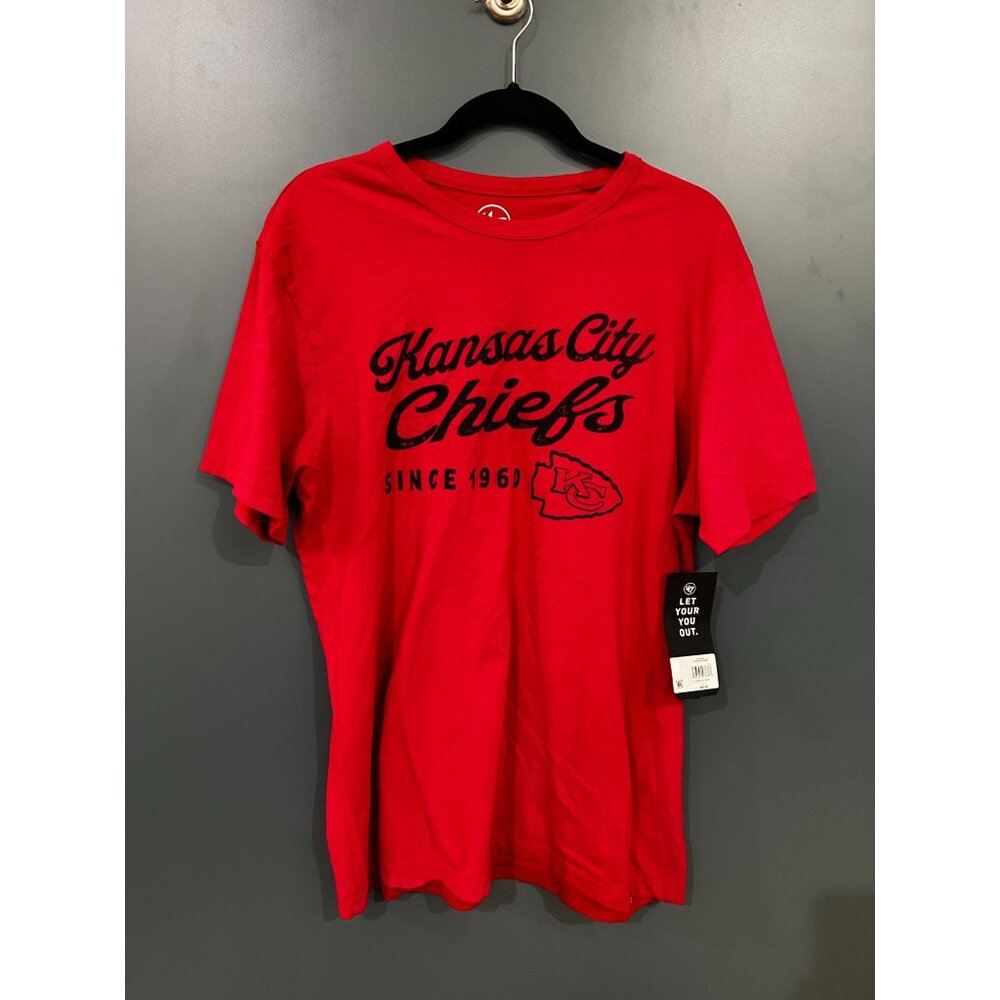 NWT '47 Brand Kansas City Chiefs Red & Black T Shirt, size L MSRP $40